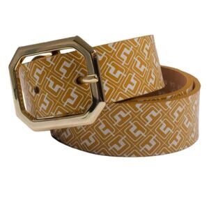 J.Lindeberg Monogram Leather Belt Mustard Brown 75CM NWT $110
